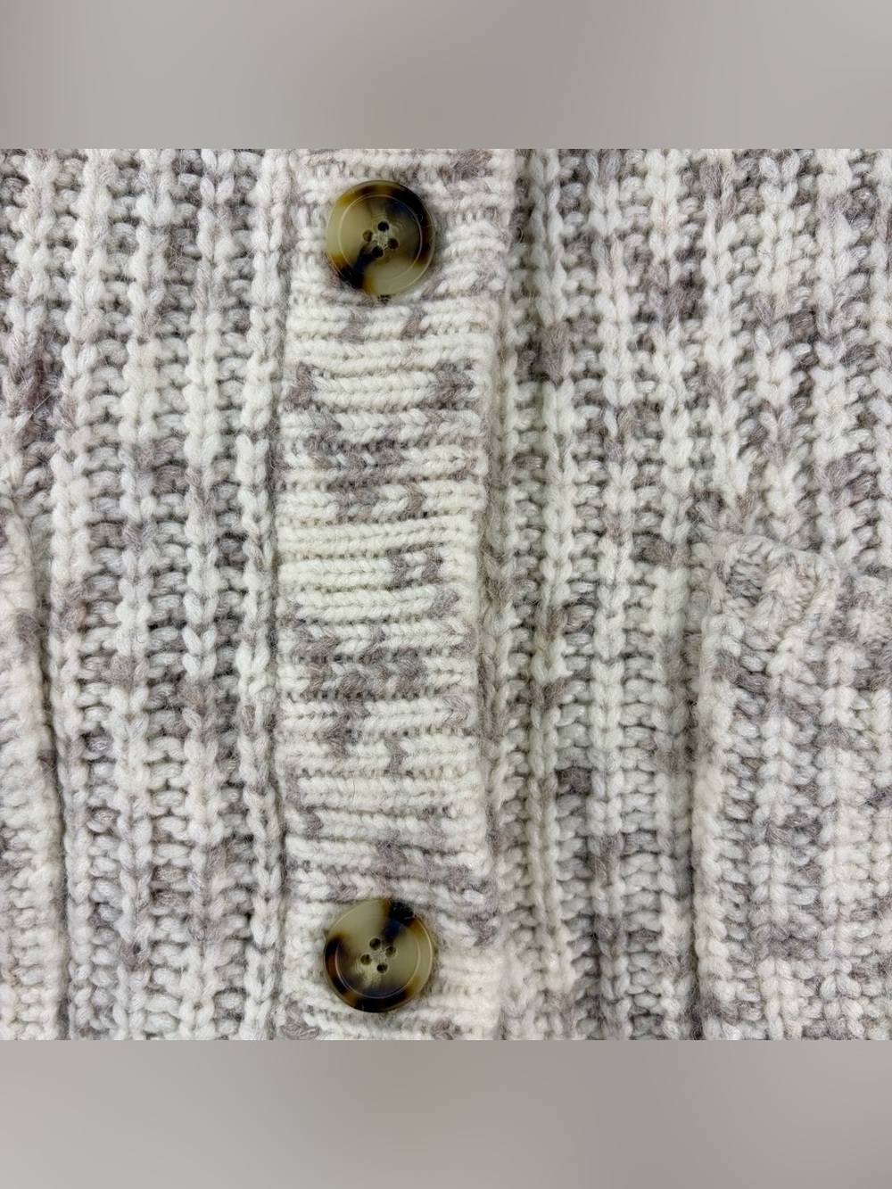 Madewell Chunky Wool Blend Knit Cardigan in Cream and Tan Heather - Picture 5 of 11